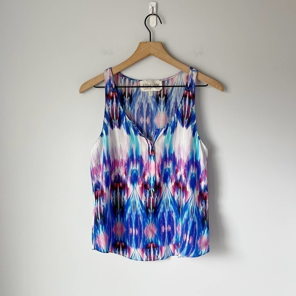 Rory Beca Women's Blue Pink Tie Dye 100% Silk Tank Size Small